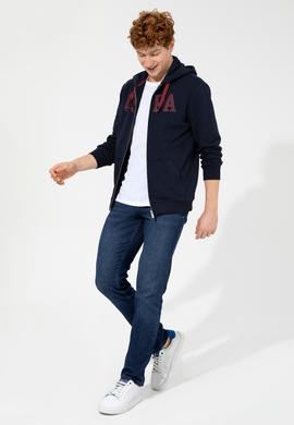 Erkek Lacivert Kapüşonlu Örme Hırka - 50257483034