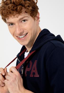 Erkek Lacivert Kapüşonlu Örme Hırka - 50257483034