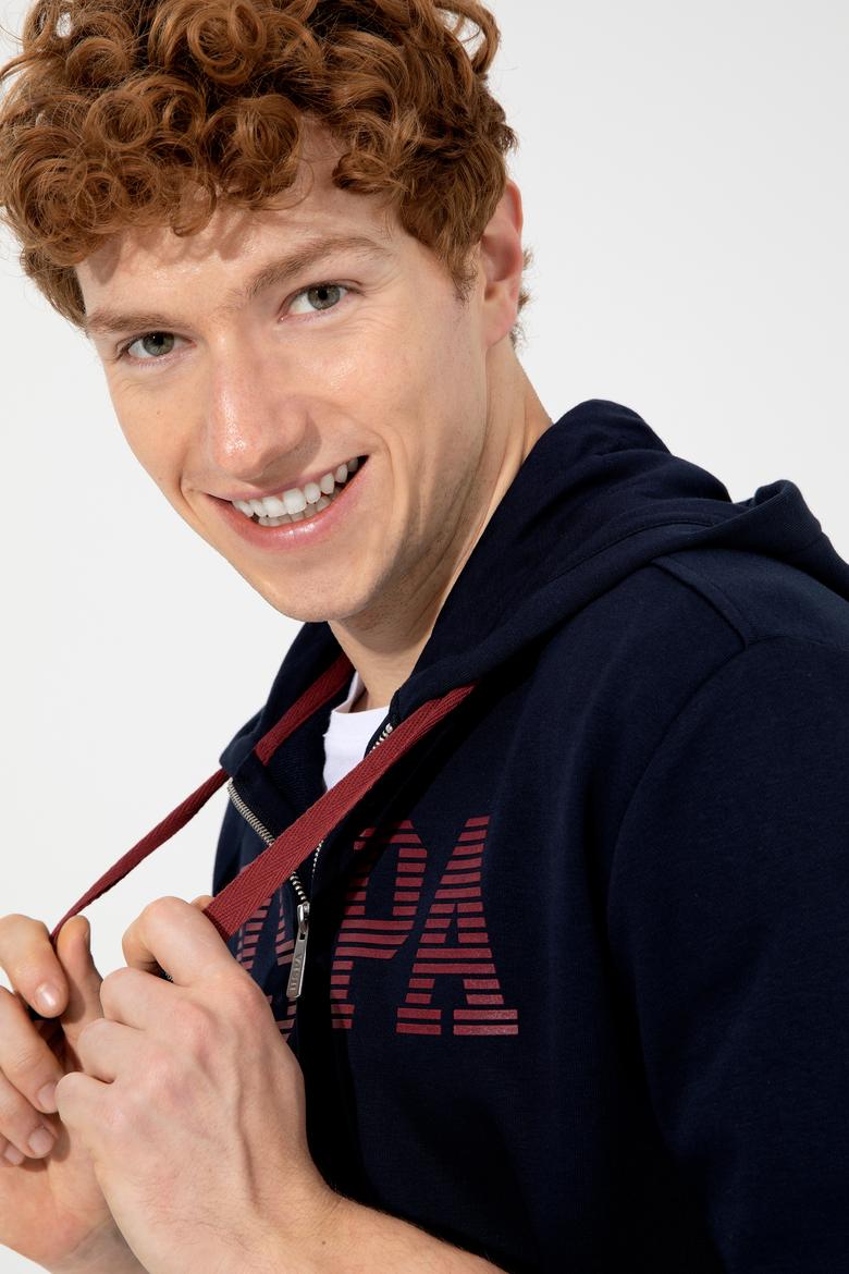 Erkek Lacivert Kapüşonlu Örme Hırka - 50257483034