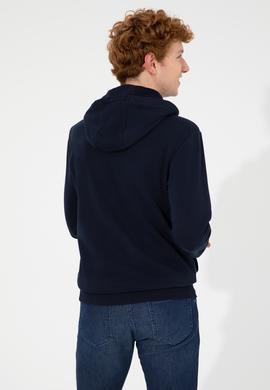 Erkek Lacivert Kapüşonlu Örme Hırka - 50257483034