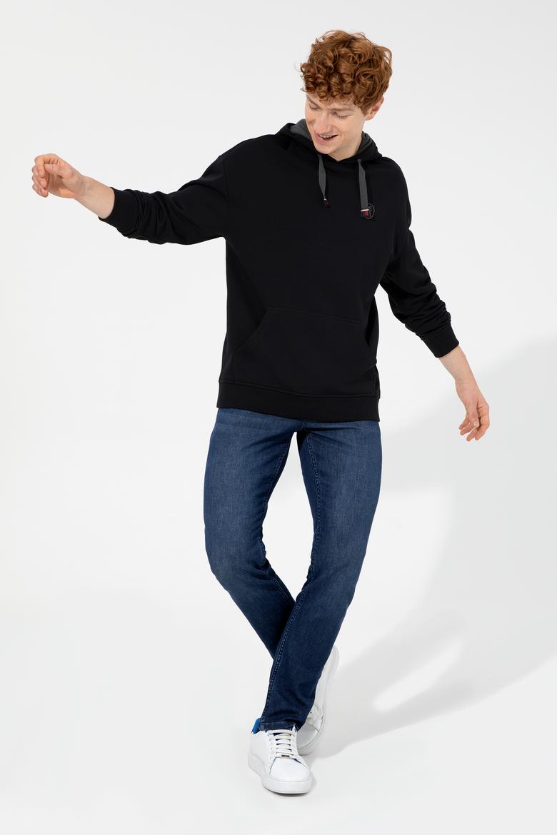 Erkek Siyah Kapüşonlu Sweatshirt - 50257190091