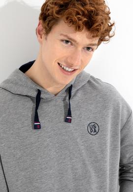 Erkek Gri Melanj Kapüşonlu Sweatshirt - 50257190111