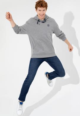 Erkek Gri Melanj Kapüşonlu Sweatshirt - 50257190111