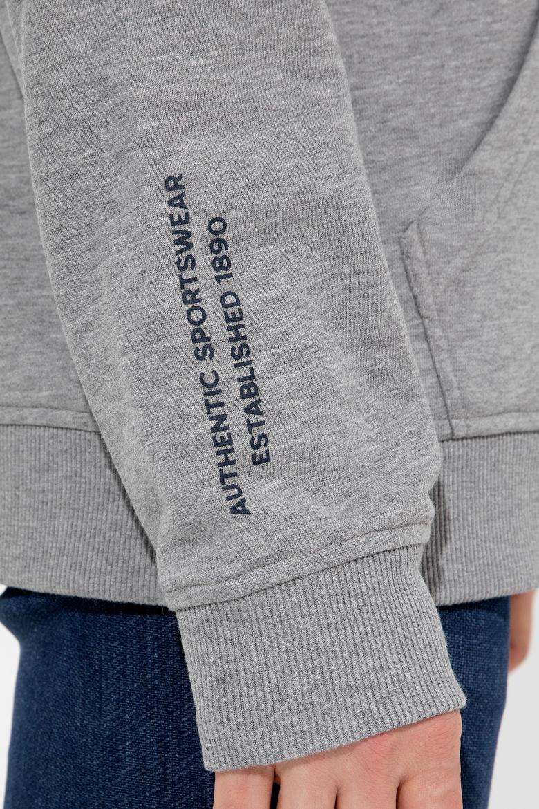 Erkek Gri Melanj Kapüşonlu Sweatshirt - 50257190111