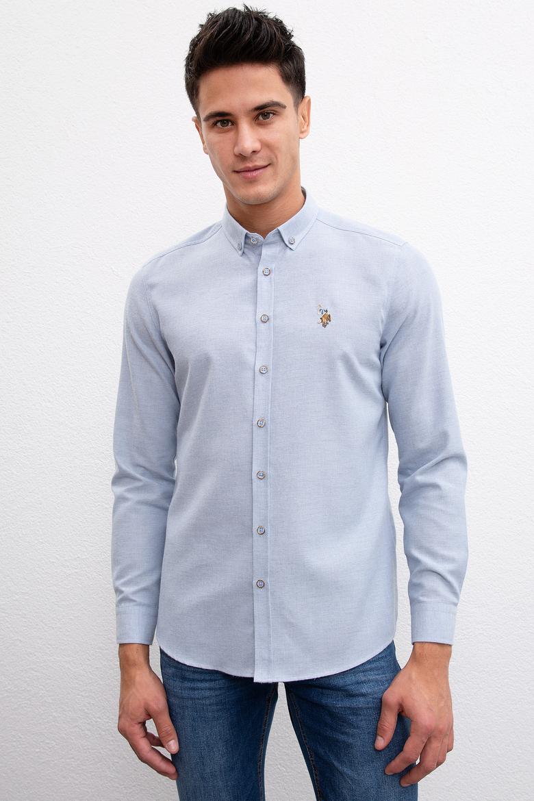 Erkek Mavi Gömlek Uzunkol Basic