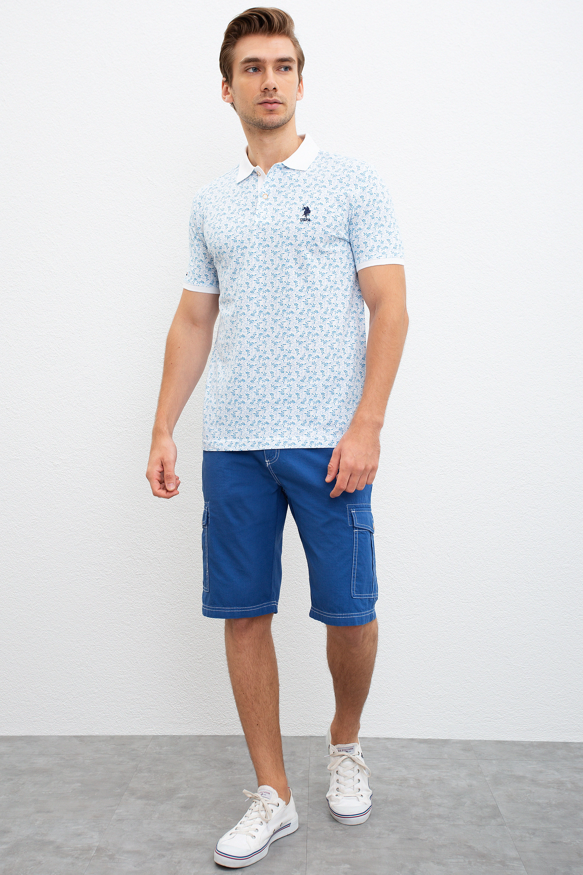 Erkek Beyaz Polo Yaka T-Shirt - Image 4