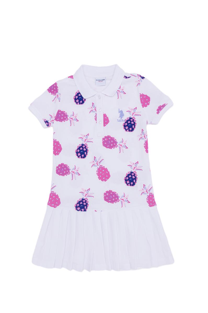 Kız Çocuk Beyaz Kısa Kol Örme Elbise