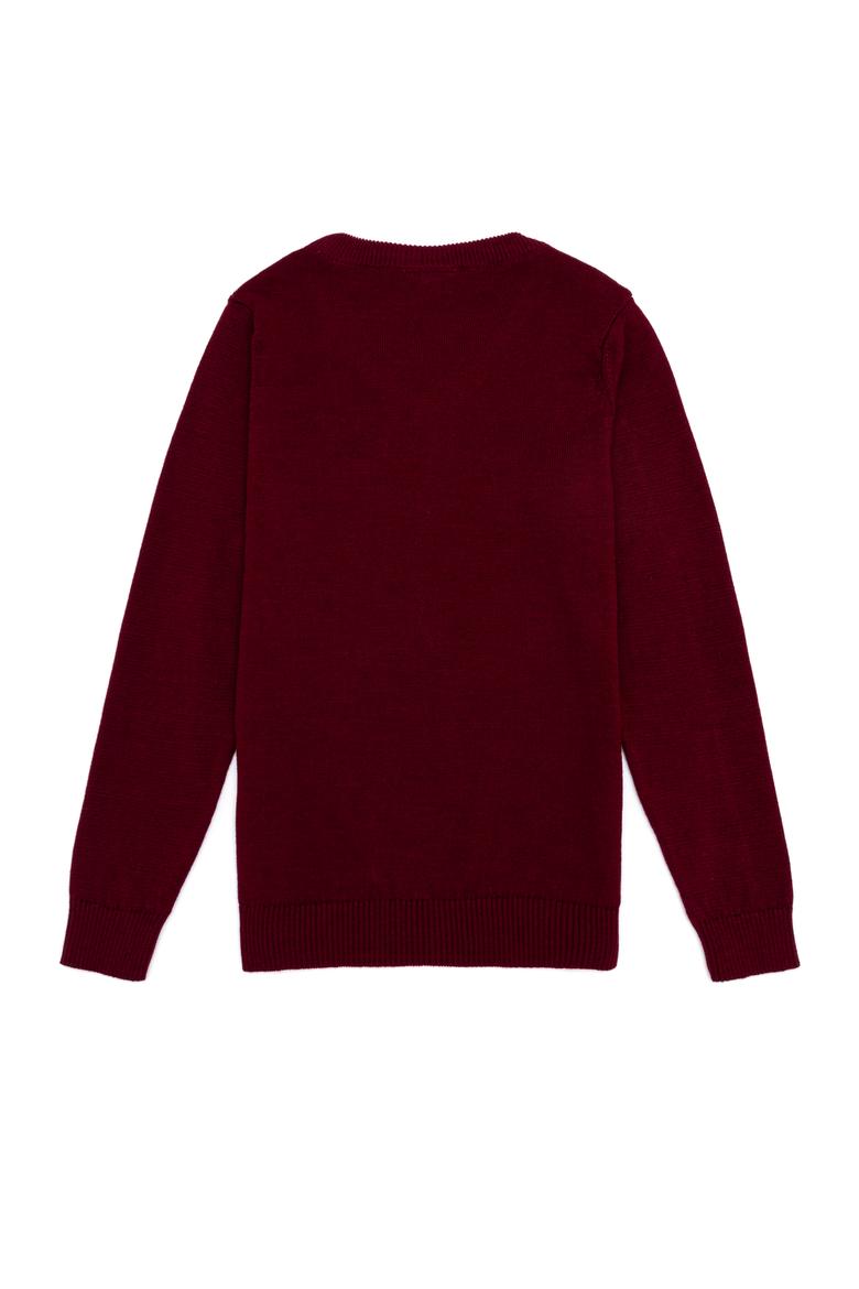 Erkek Çocuk Bordo Bisiklet Yaka Triko Kazak - 50257649030