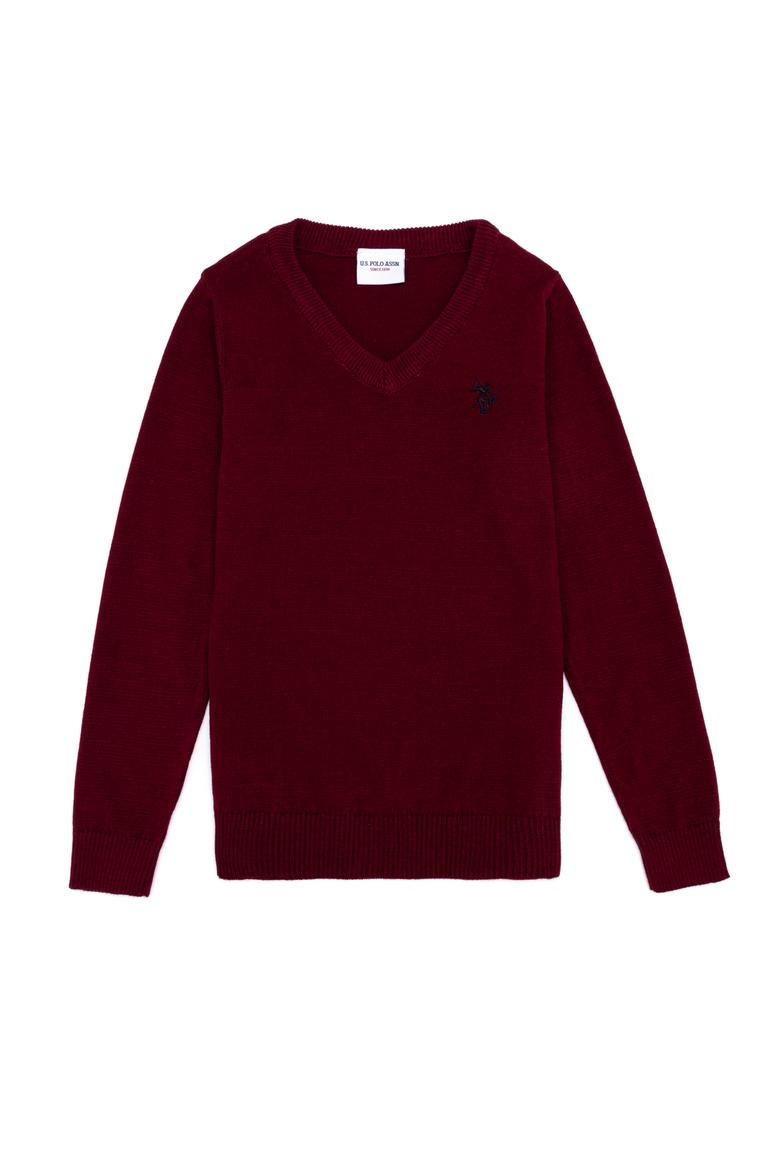 Erkek Çocuk Bordo Bisiklet Yaka Triko Kazak