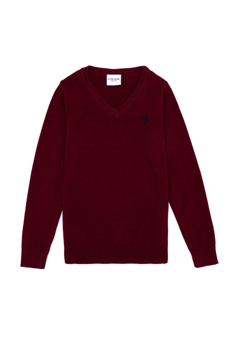 Erkek Çocuk Bordo Bisiklet Yaka Triko Kazak