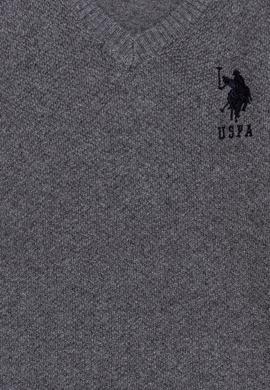 Erkek Çocuk Gri Melanj V Yaka Triko Kazak - 50257688064