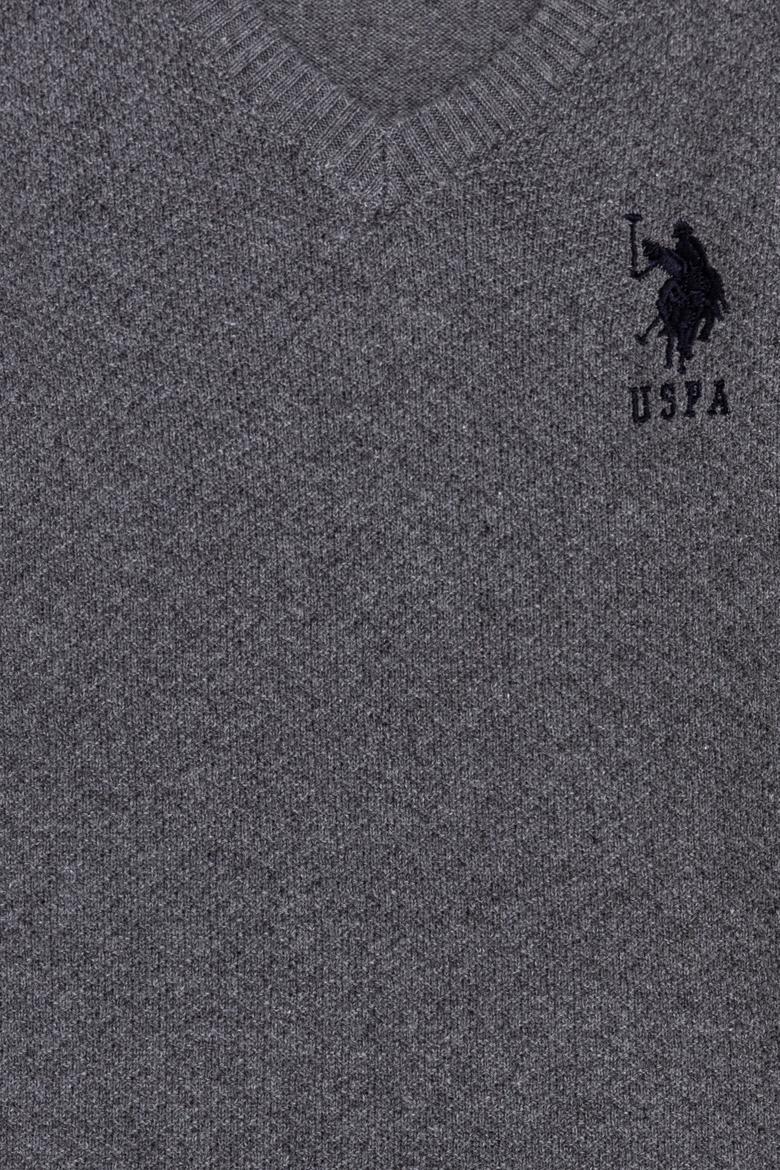 Erkek Çocuk Gri Melanj V Yaka Triko Kazak - 50257688064