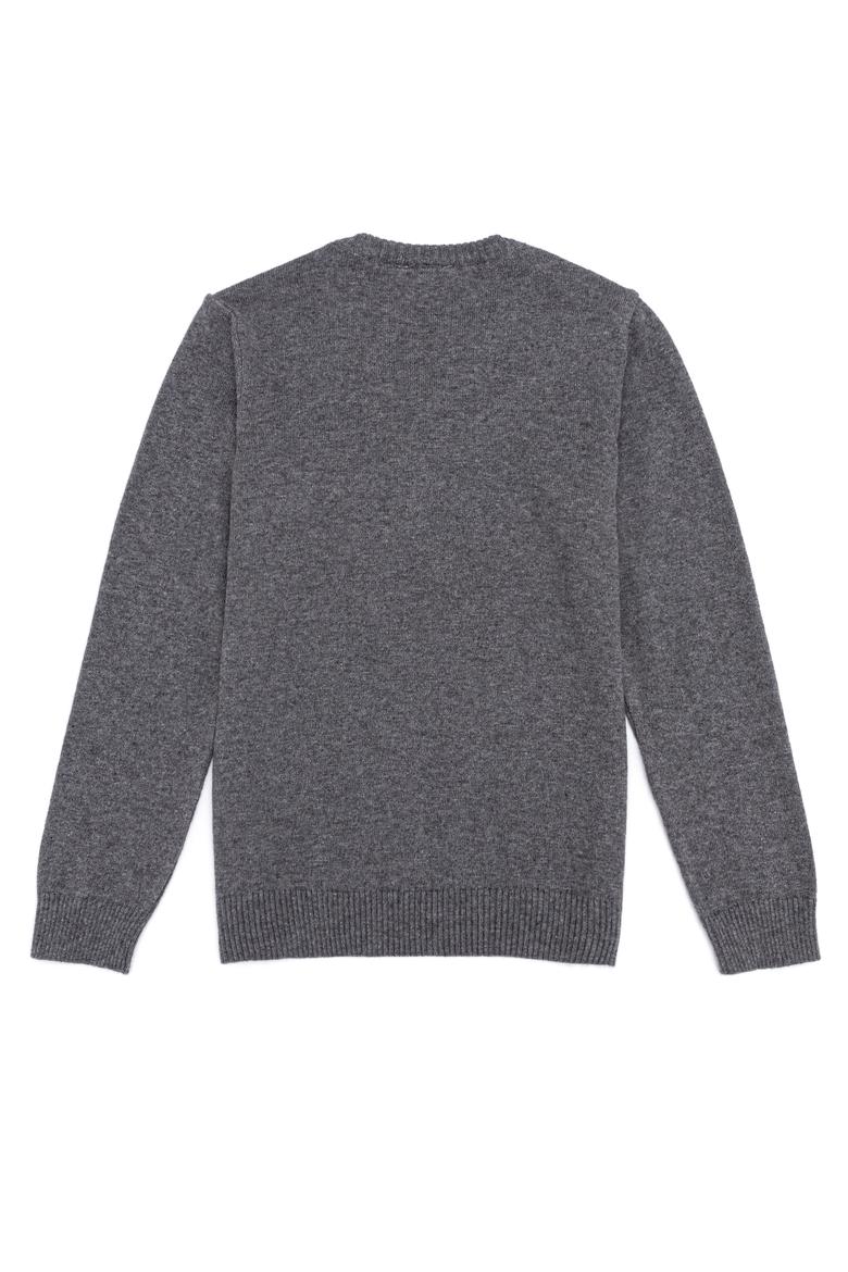 Erkek Çocuk Gri Melanj V Yaka Triko Kazak - 50257688064