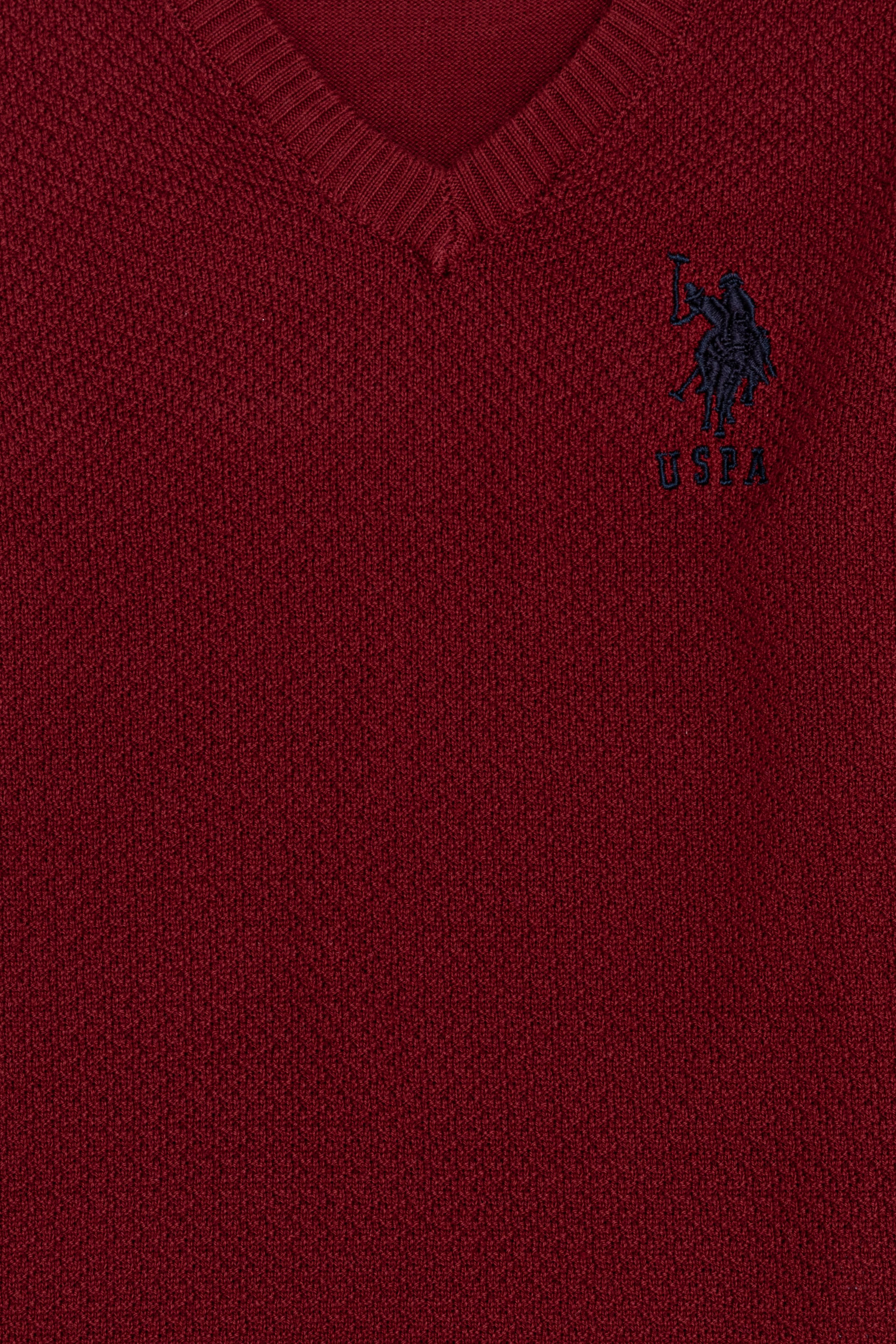 Erkek Çocuk Vişne V - Yaka Triko Kazak - Image 3