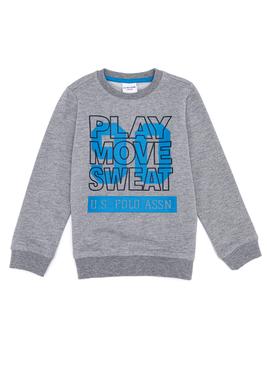 Çocuk Gri Melanj Bisiklet Yaka Sweatshirt - 50256858040