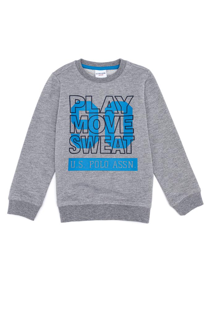 Çocuk Gri Melanj Bisiklet Yaka Sweatshirt