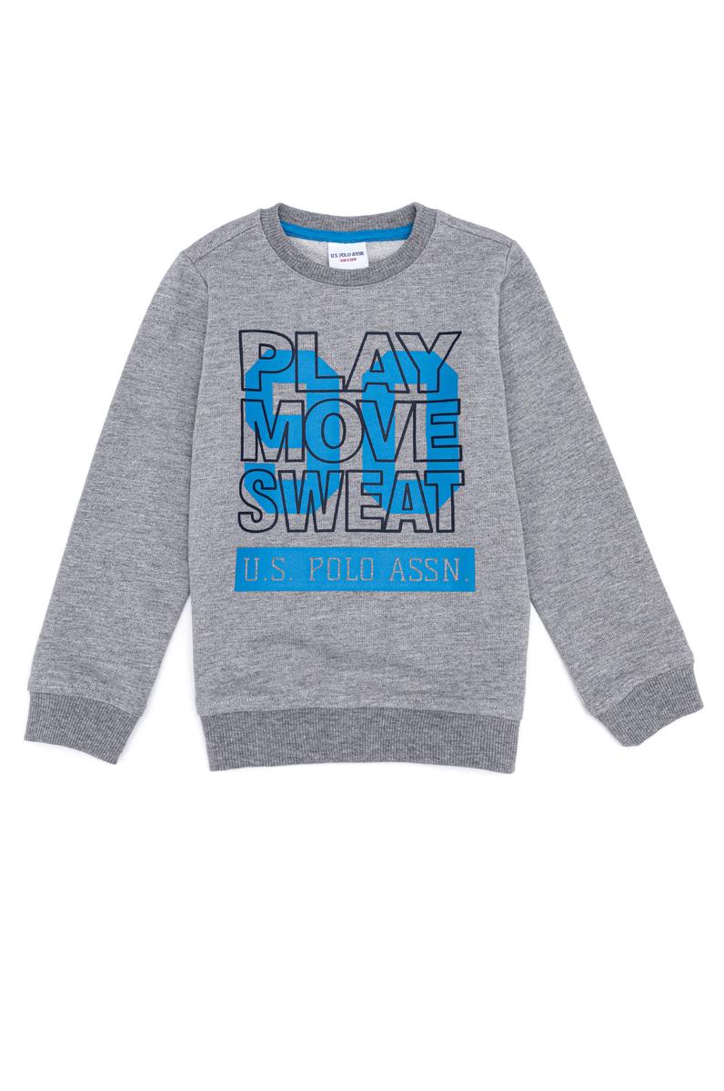 Çocuk Gri Melanj Bisiklet Yaka Sweatshirt