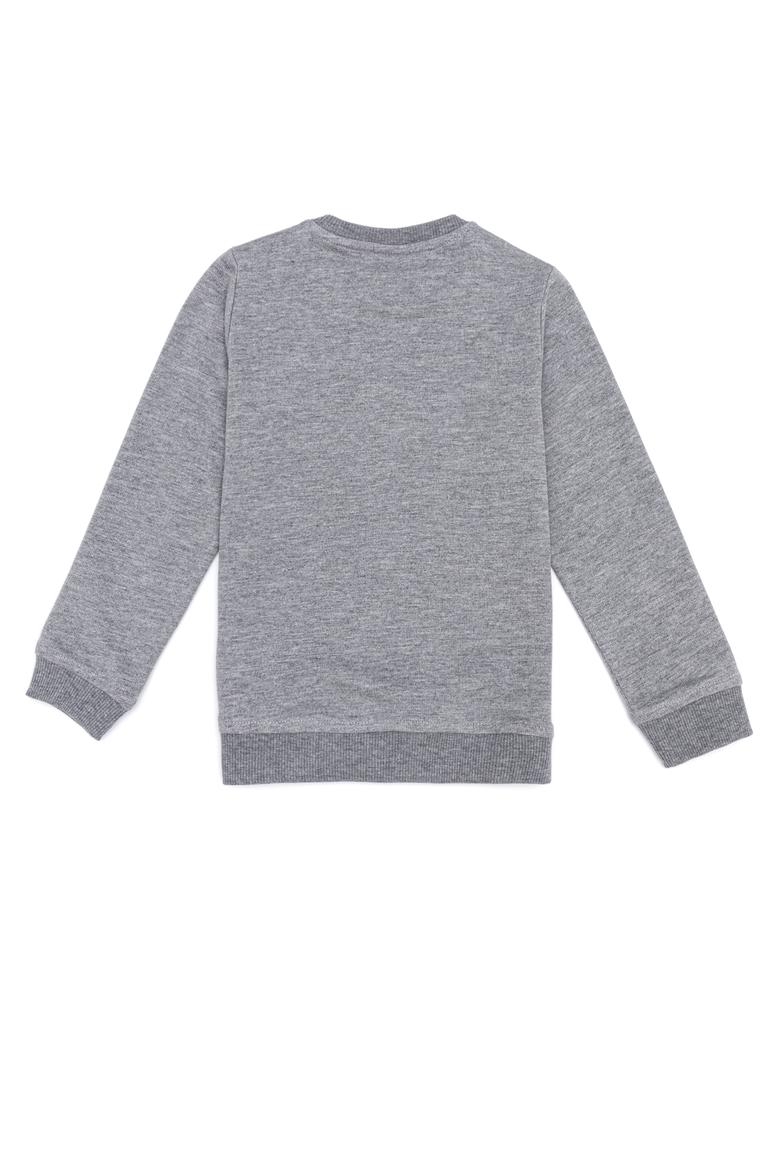 Çocuk Gri Melanj Bisiklet Yaka Sweatshirt - 50256858040