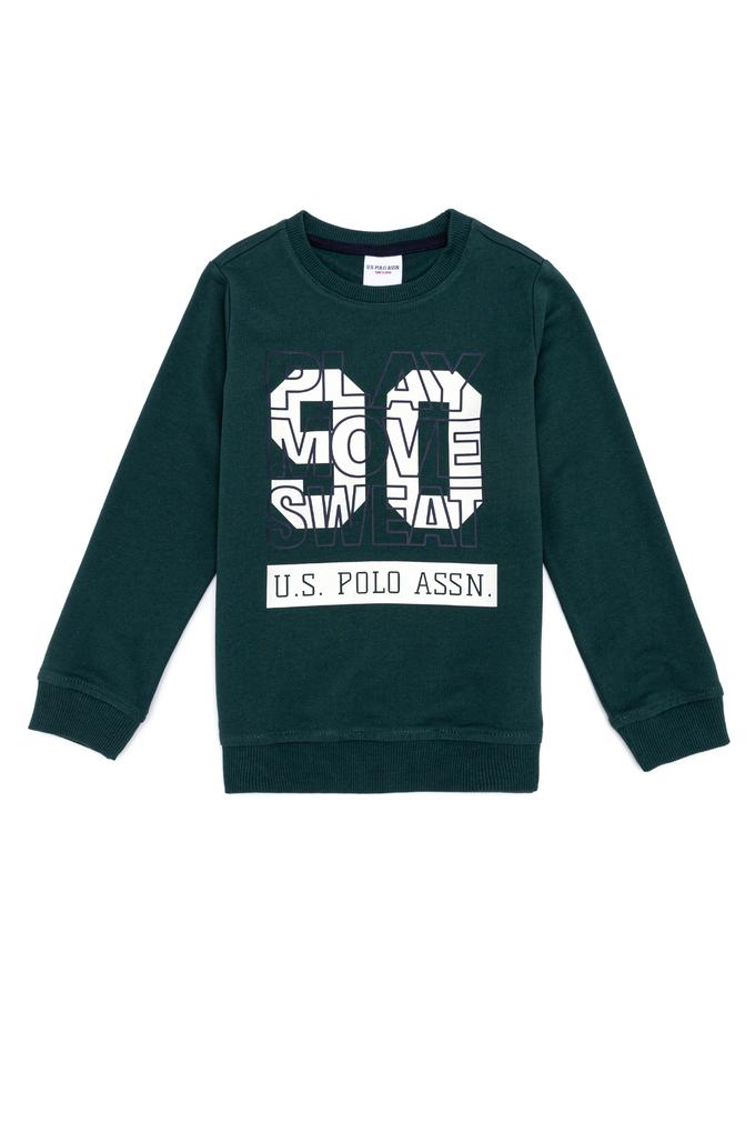 Çocuk Yeşil Bisiklet Yaka Sweatshirt