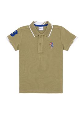 Erkek Çocuk Koyu Haki Basic Polo Yaka Tişört - 50249580134