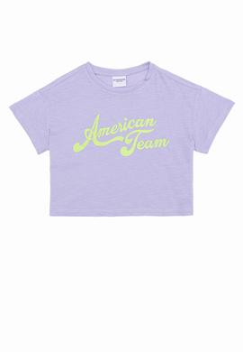 Kız Çocuk Lila Crop Bisiklet Yaka Tişört - 50248968026