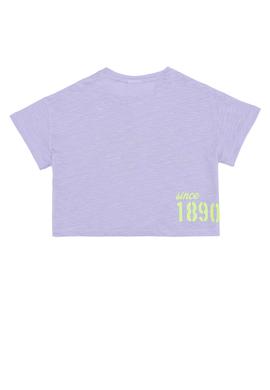 Kız Çocuk Lila Crop Bisiklet Yaka Tişört - 50248968026