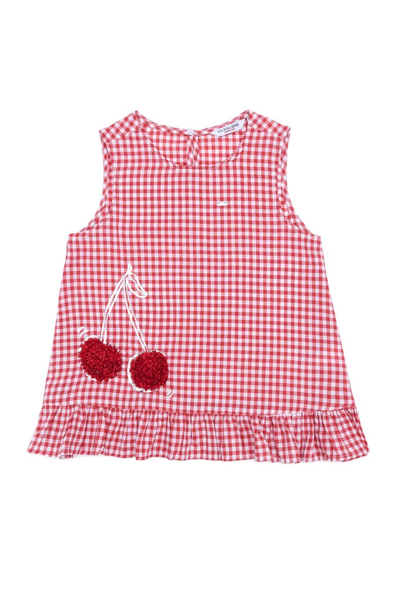 Kız Çocuk Kırmızı Kısa Kollu Gömlek