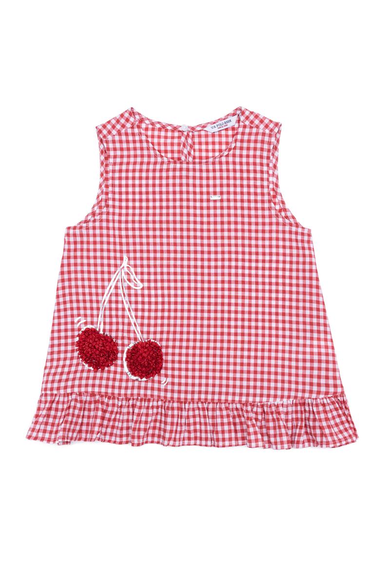 Kız Çocuk Kırmızı Kısa Kollu Gömlek