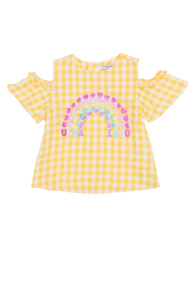 Kız Çocuk Açık Sarı Kısa Kollu Gömlek