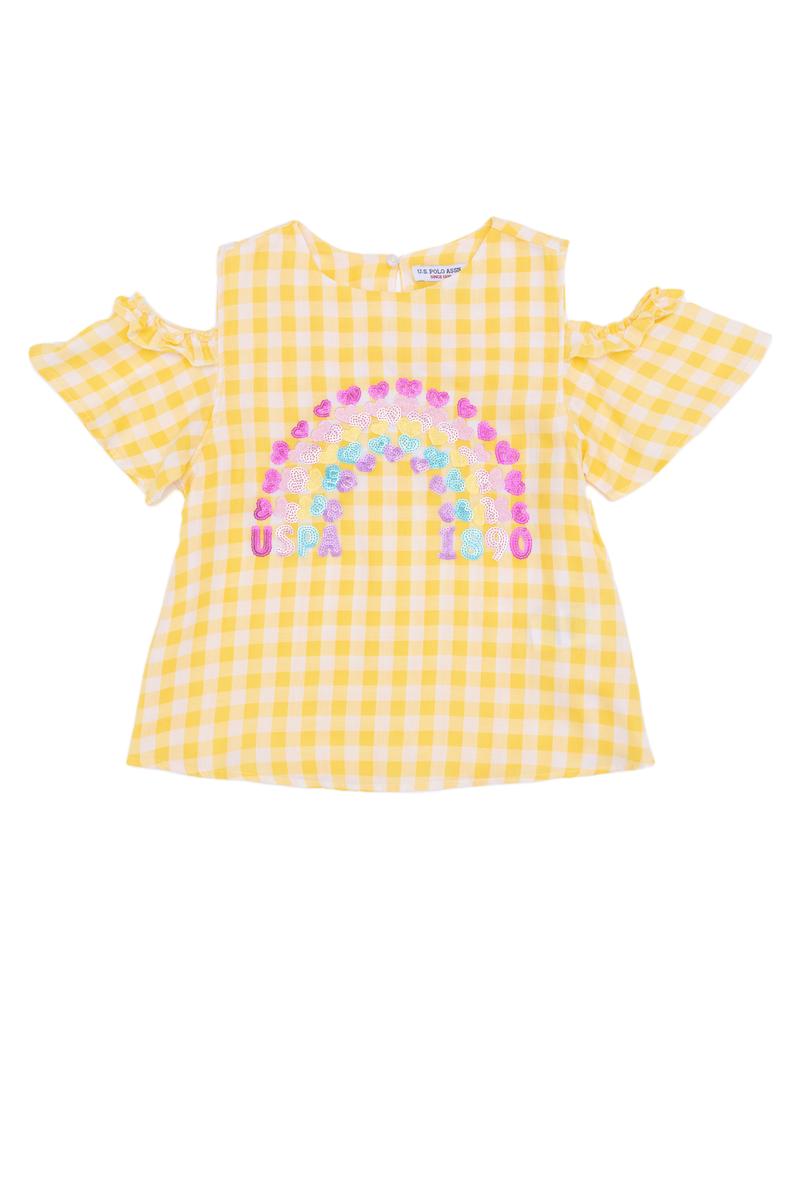 Kız Çocuk Açık Sarı Kısa Kollu Gömlek