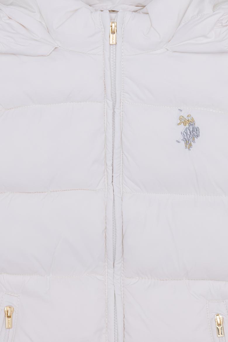 Kız Çocuk Krem Kapüşonlu Yelek - 50255737007