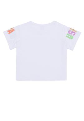 Kız Çocuk Beyaz Bisiklet Yaka Tişört - 50246763009