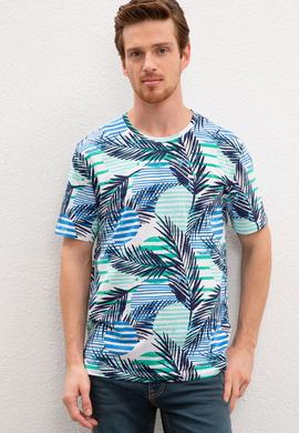 Erkek Kobalt Bisiklet Yaka T-Shirt - 50220460016