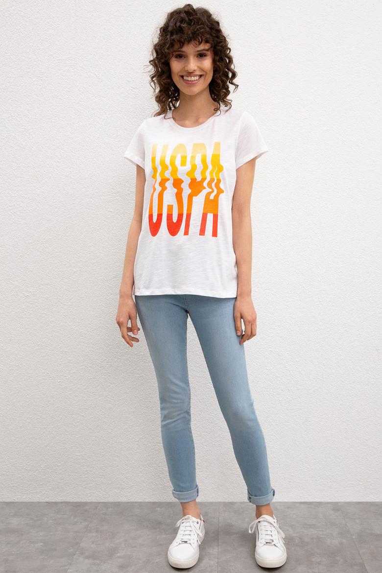 Kadın Beyaz Bisiklet Yaka T-Shirt - 50221992004