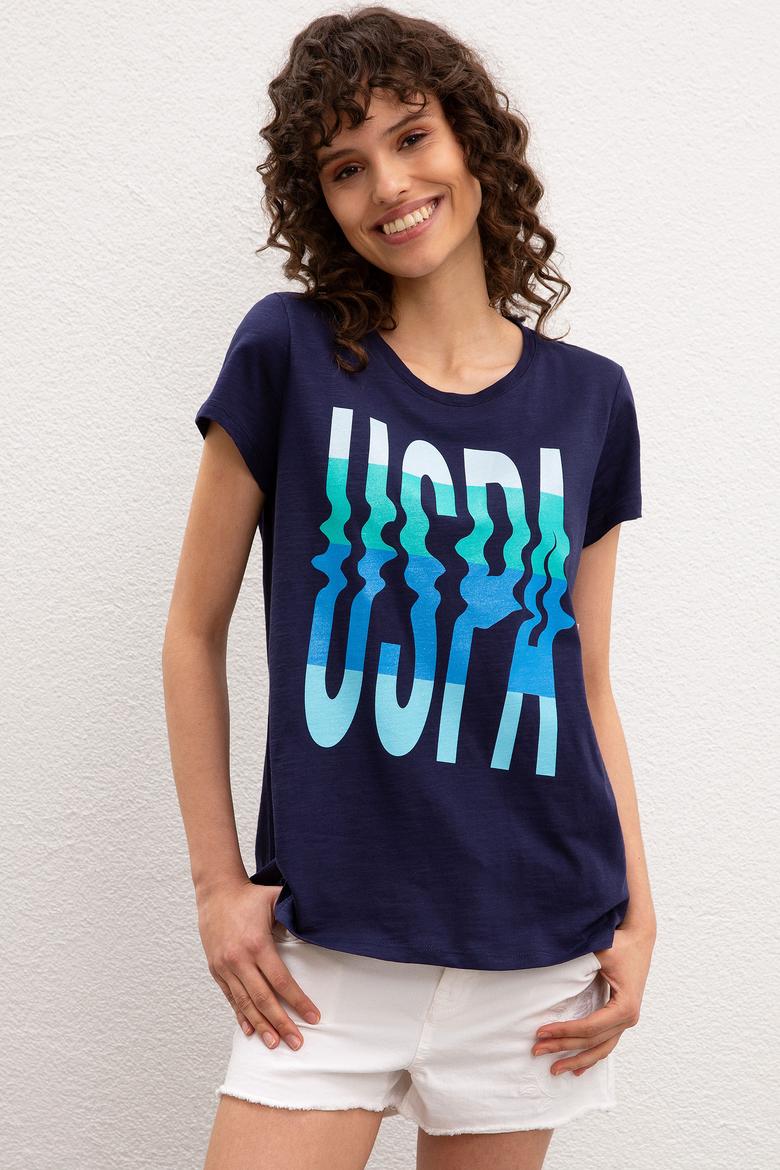 Kadın Lacivert Bisiklet Yaka T-Shirt