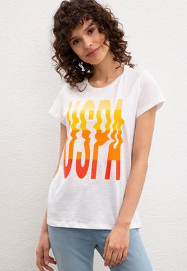 Kadın Beyaz Bisiklet Yaka T-Shirt - 50221992004