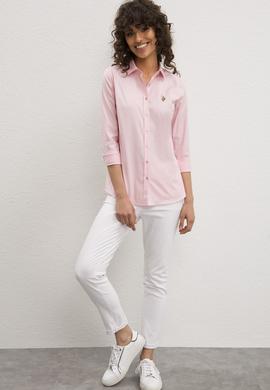 Kadın Pembe Uzun Kollu Basic Gömlek - 50219046070