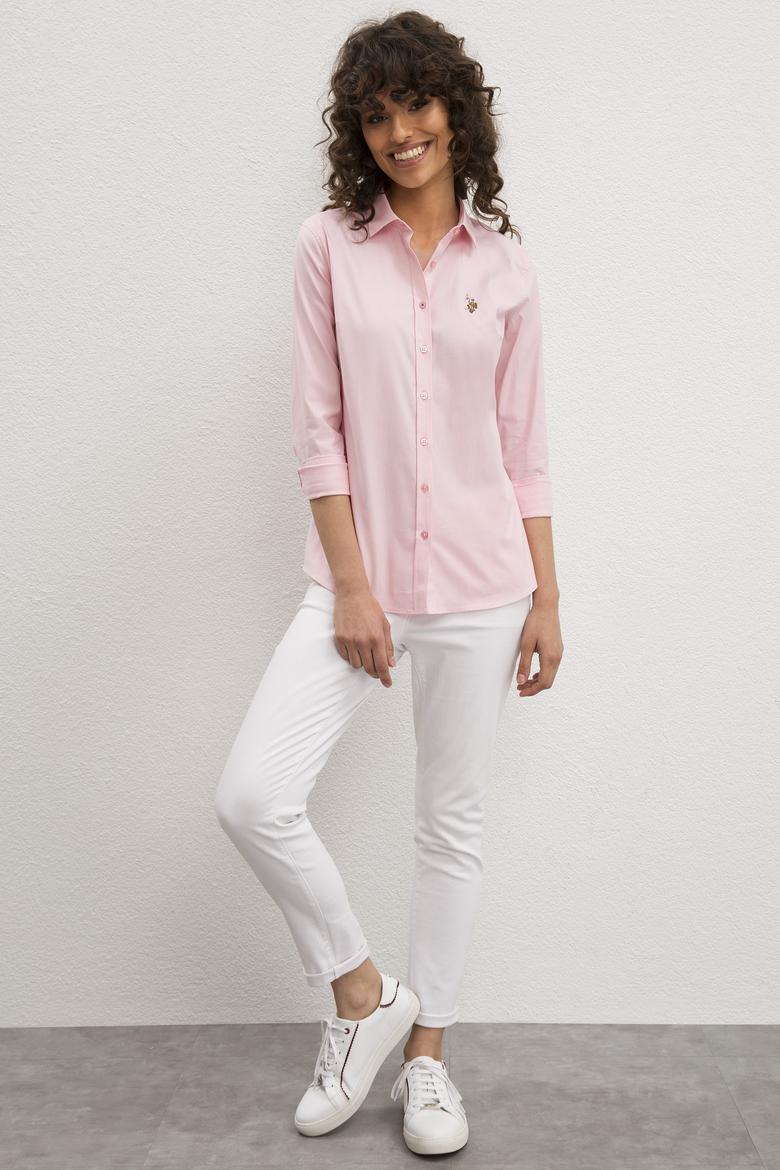Kadın Pembe Uzun Kollu Basic Gömlek - 50219046070