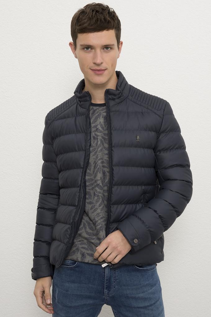 Erkek Lacivert Deri Ceket