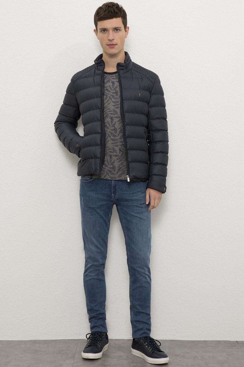 Erkek Lacivert Deri Ceket - 50215661004