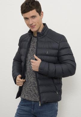 Erkek Lacivert Deri Ceket - 50215661004