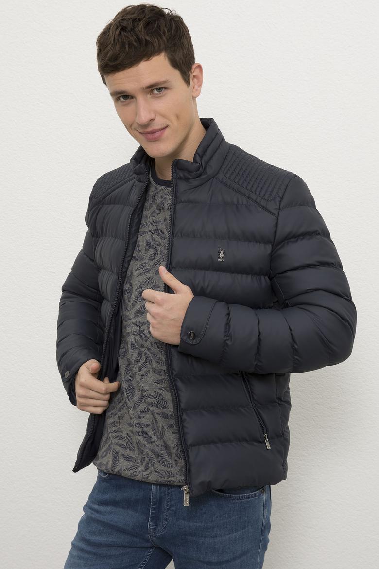 Erkek Lacivert Deri Ceket - 50215661004