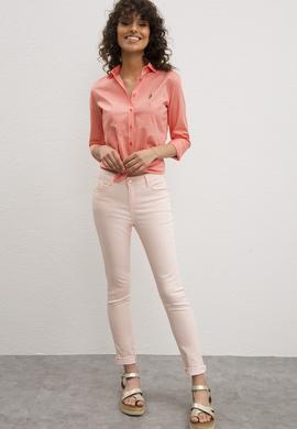 Kadın Nar Çiçeği Uzun Kollu Basic Gömlek - 50219046061