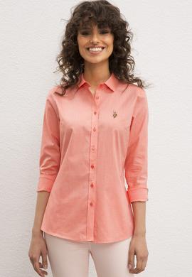 Kadın Nar Çiçeği Uzun Kollu Basic Gömlek - 50219046061