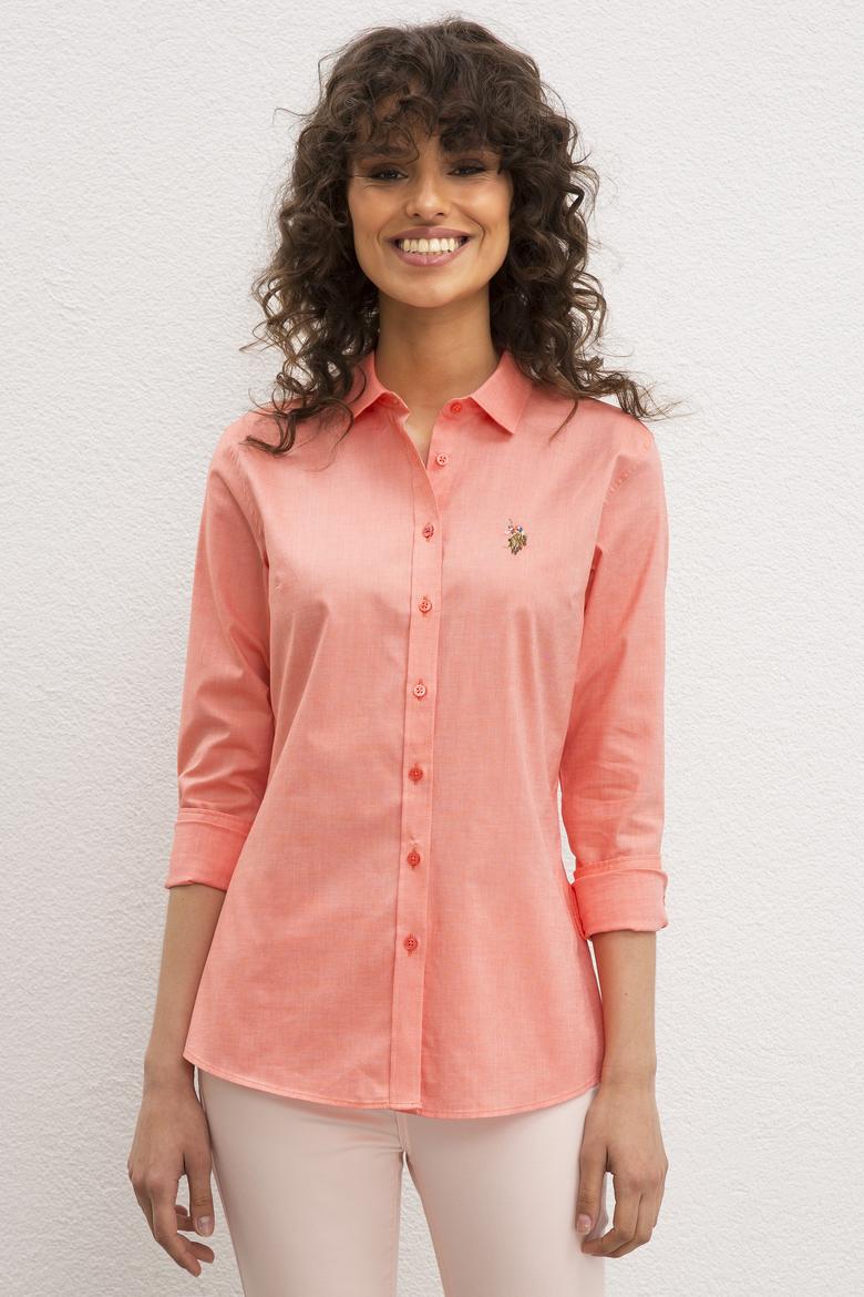 Kadın Nar Çiçeği Uzun Kollu Basic Gömlek - 50219046061