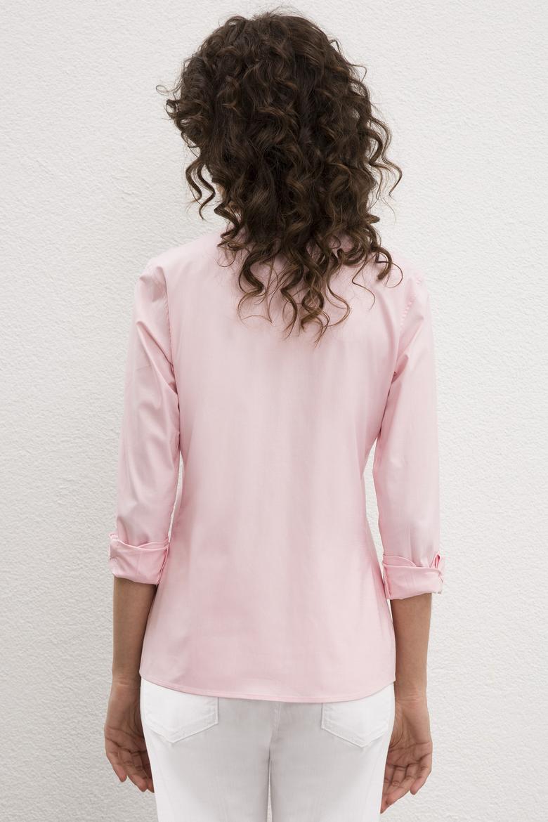 Kadın Pembe Uzun Kollu Basic Gömlek - 50219046070