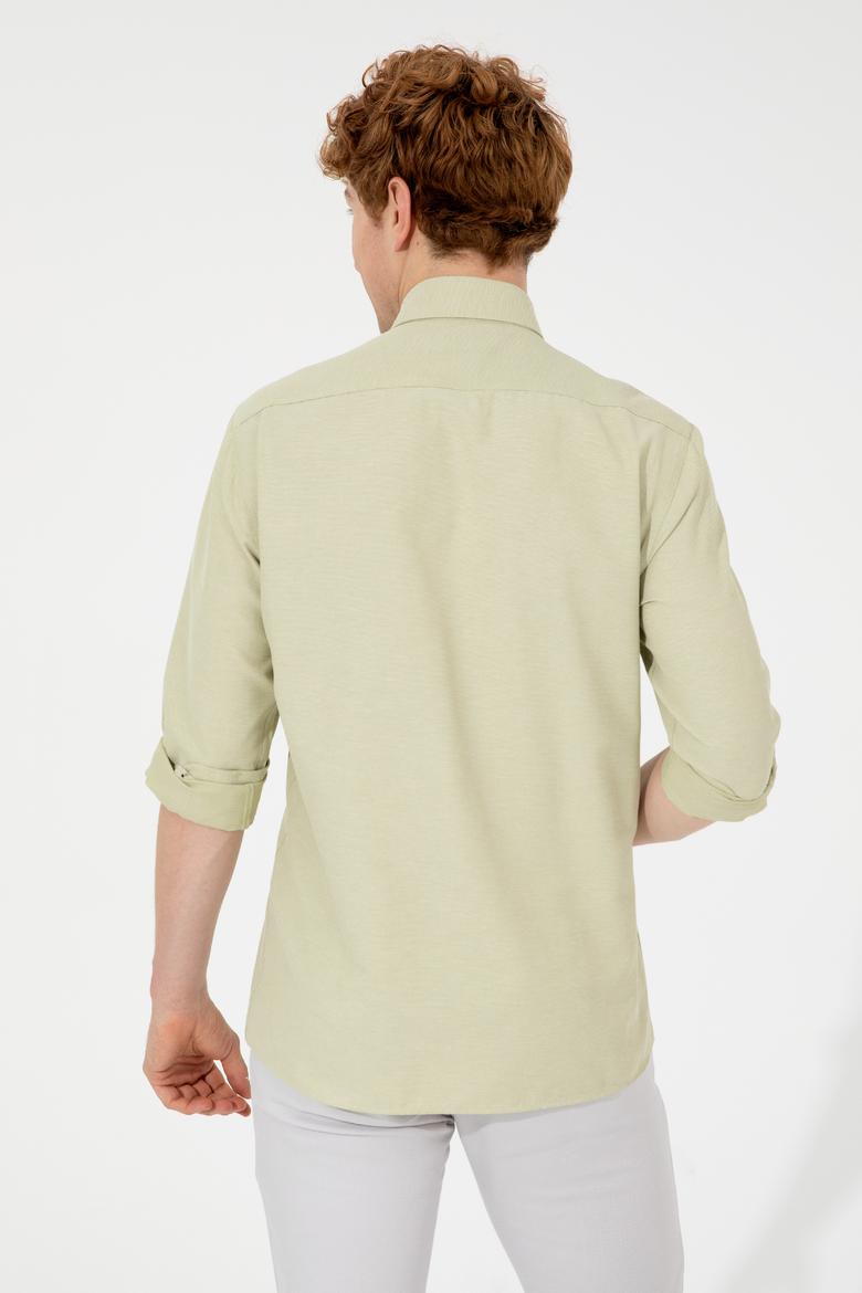 Erkek Koyu Haki Uzun Kollu Basic Gömlek - 50249490097