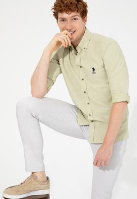 Erkek Koyu Haki Uzun Kollu Basic Gömlek - 50249490097