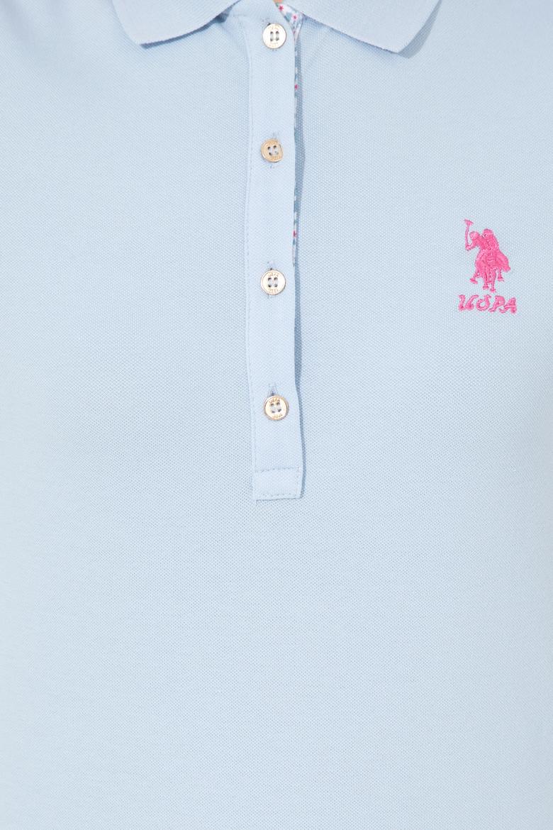 Kadın Açık Mavi Basic Polo Yaka Tişört - 50246287135