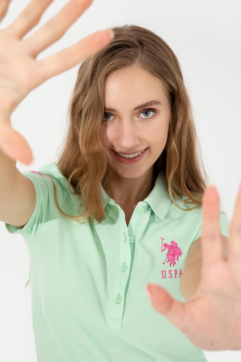 Kadın Mint Basic Polo Yaka Tişört - 50246283112